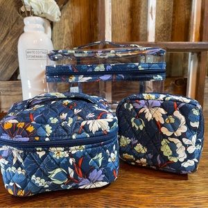 Vera Bradley Floral Burst 3 Piece Train Case Cosmetic Bag Set New NWT